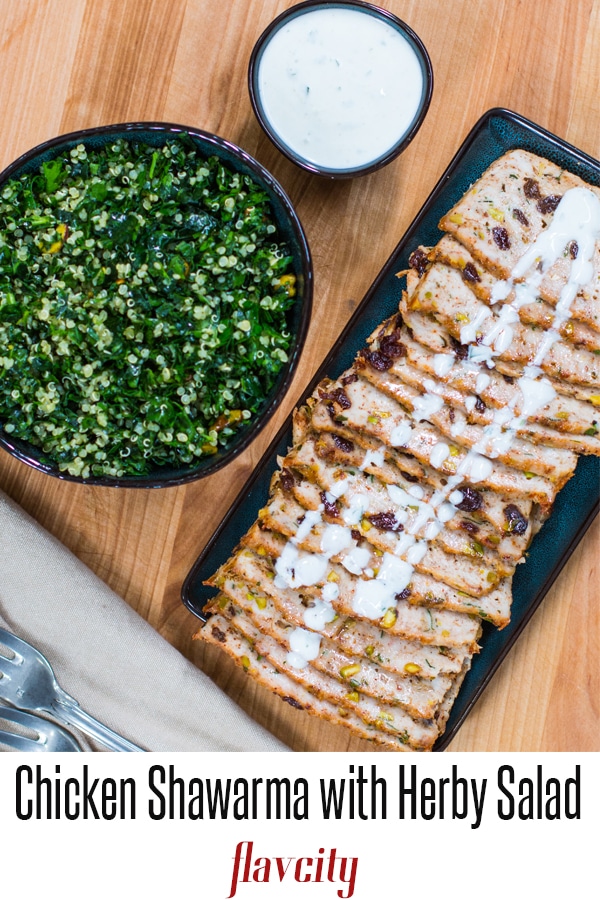 Chicken Shawarma with Parskley and Quinoa Salad
