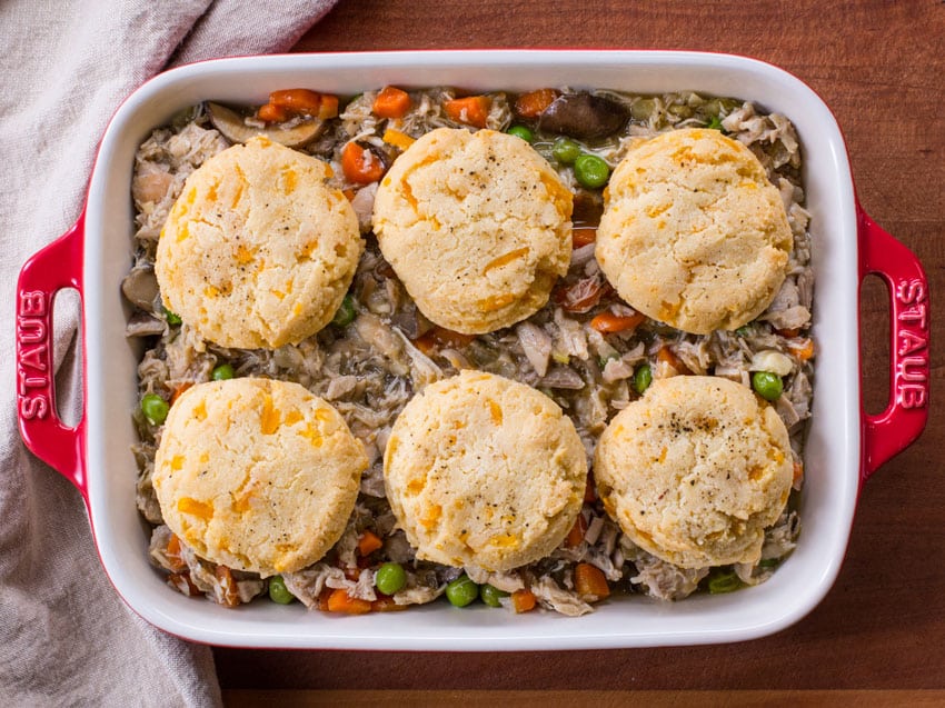 Easy Chicken Pot Pie Recipe with Keto Biscuits