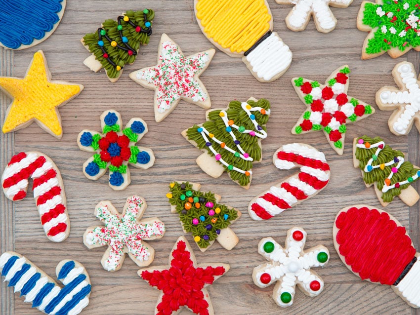 Christmas sugar cookies with buttercream frosting