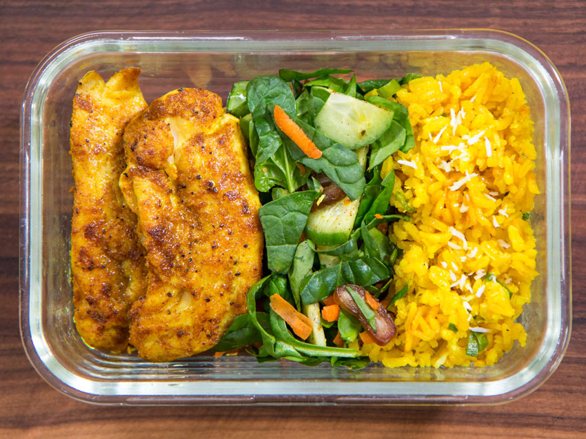 golden rice and chicken meal prep