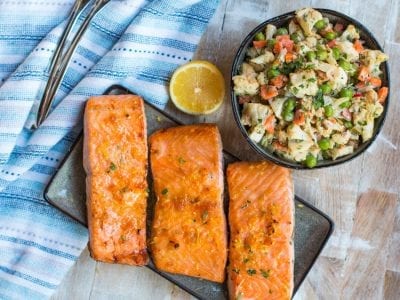 glazed salmon and salad