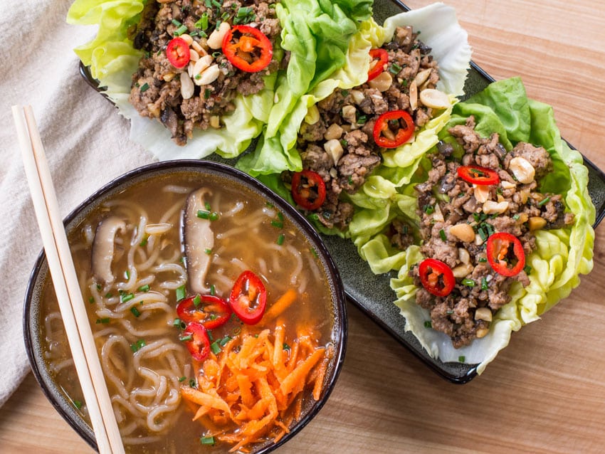 lettuce wraps with low carb ramen