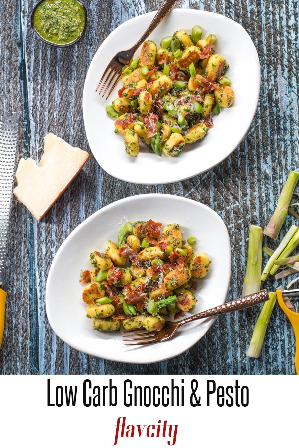 Keto gnocchi and pesto sauce