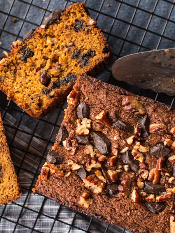 gluten free pumpkin bread with chocolate chips