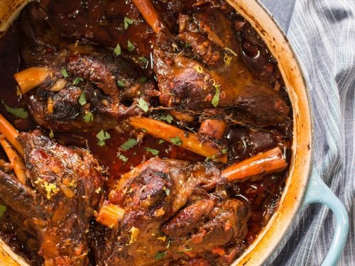 Red Wine Braised Lamb Shanks - FlavCity with Bobby Parrish