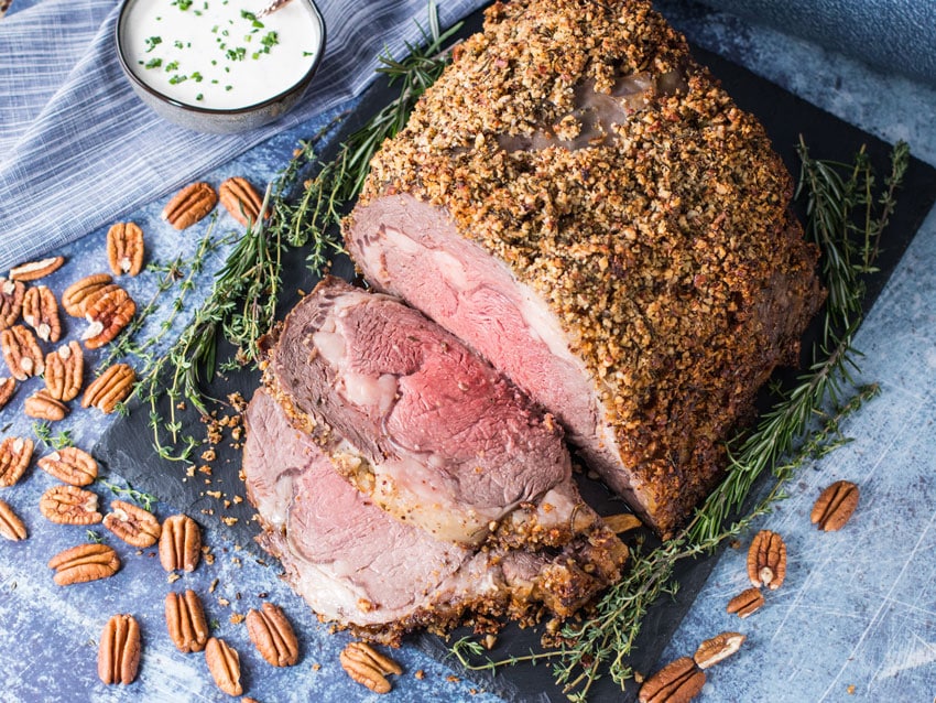 Prime Rib Roast with Pecan Crust