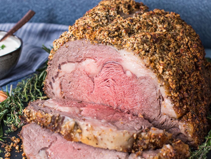 Pecan crusted prime rib roast recipe