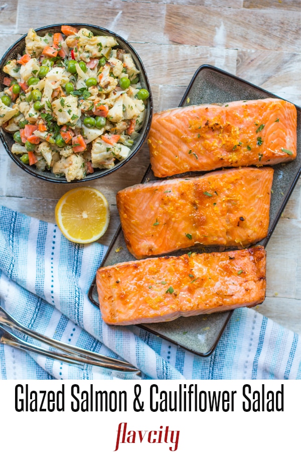 Glazed Salmon Roast Cauliflower Salad