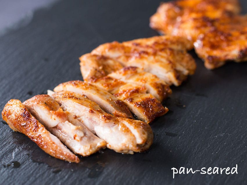 Pan seraed juicy chicken thighs