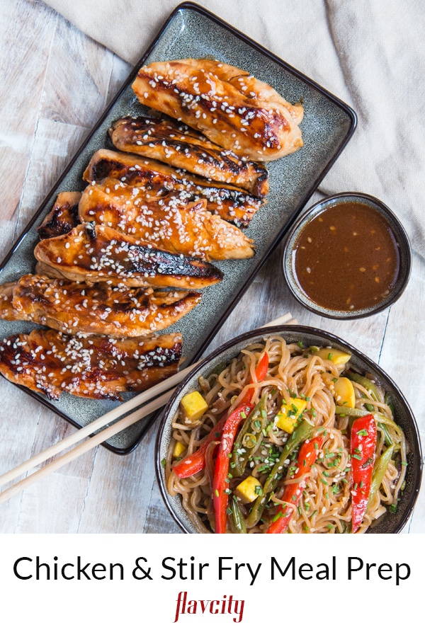 Chicken and shirataki noodles stir fry