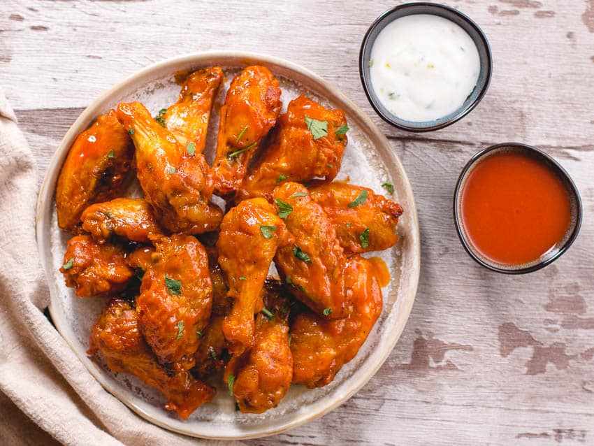 Crispy Baked Chicken Wings - Homemade Buttery Buffalo Sauce