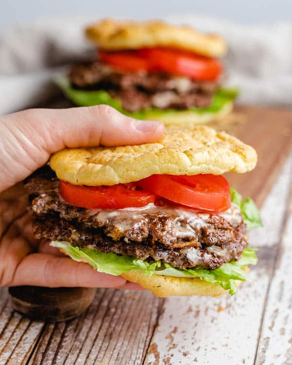 Double Smash Chesseburgers Low Carb Cloud Bread Bun