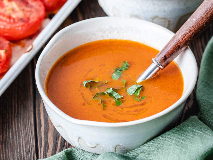 Roasted Tomato Basil Soup - FlavCity with Bobby Parrish